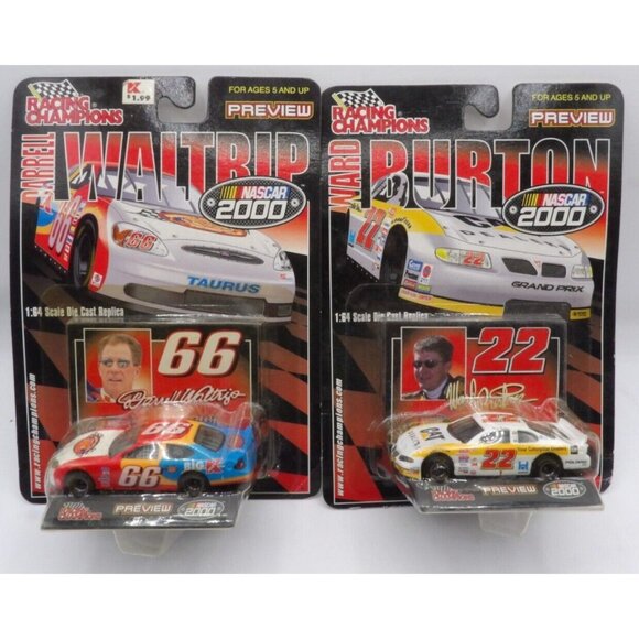 NASCAR 2000 Racing Champions Preview Lot of 2- Ward Burton and Darrell Waltrap - Picture 1 of 10